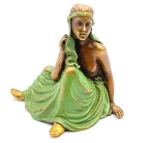 856 - Bergmar cold-painted bronze sculpture of a partially naked Arabian woman. 9cm tall.