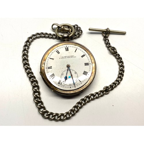 857 - H.Samuals Acme Lever silver pocket watch and pocket watch chain.