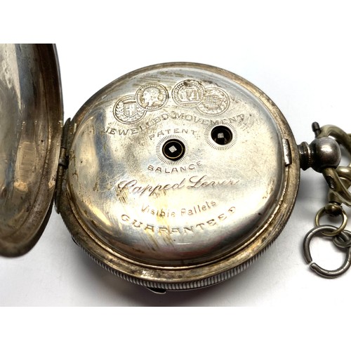 857 - H.Samuals Acme Lever silver pocket watch and pocket watch chain.