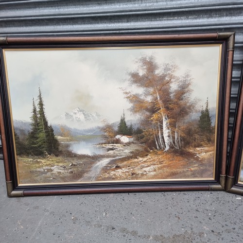 1204 - 2 framed Oil on canvas paintings of a winter scenes signed P. Thomas. 99cm x 69cm and Edward 99cm x ... 