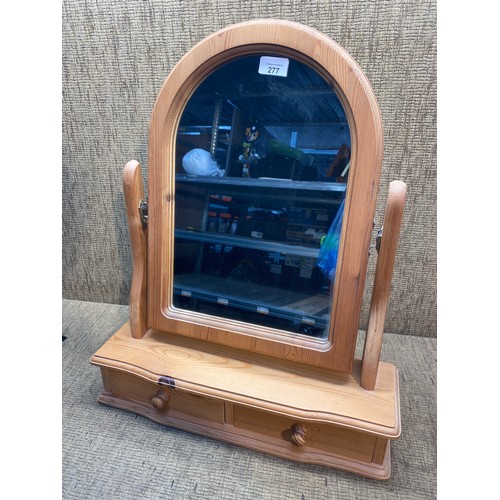 277 - Pine dressing table mirror with 2 Drawers.