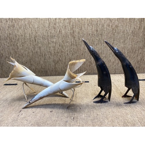 524 - Inuit bird sculptures made from animal horns.