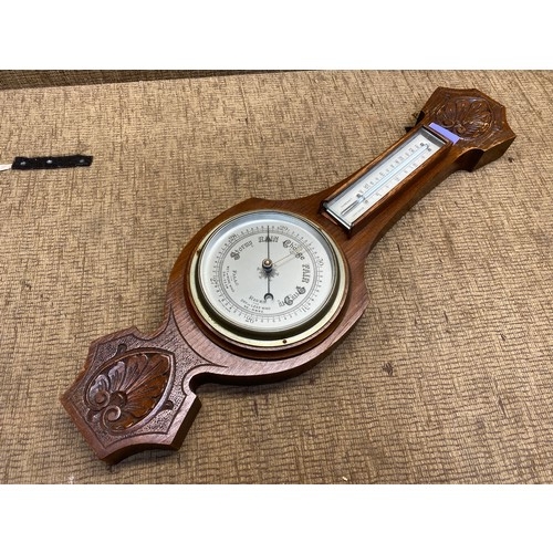 526 - Vintage solid wood barometer.