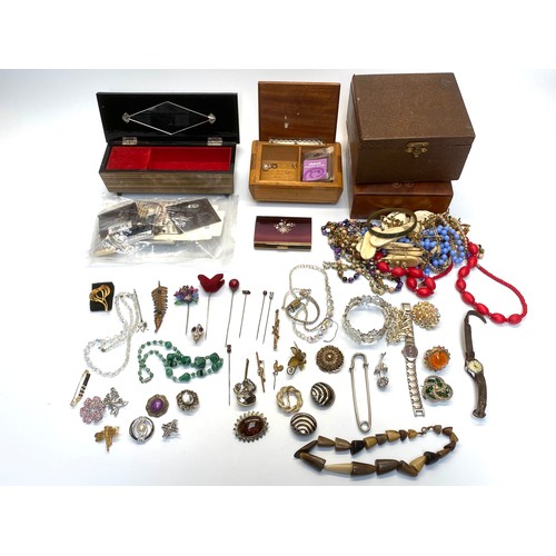 530 - Four vintage boxes of vintage and modern costume jewellery.