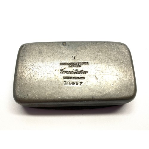 925 - Fribourg and Treyer of London Cornish Pewter snuff box dated 1953.