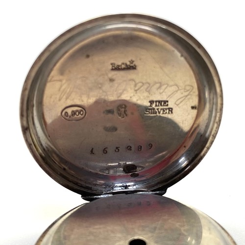 939 - Antique Fine Silver 900 B&Co ladies 30mm Pocket watch not (working) and a fancy faced watch (missing... 