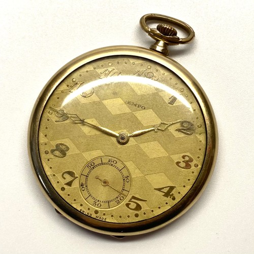 943 - 1930s Art Deco gold filled Tempo Gents pocket watch with a Swiss movement (Working order)