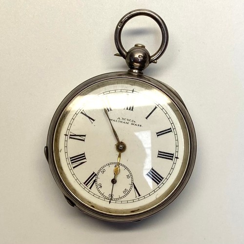 946 - AWW Co Waltham mass silver pocket watch. Birmingham 1893 by Waltham Watch Company. (working)