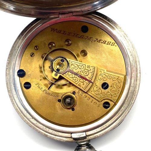 946 - AWW Co Waltham mass silver pocket watch. Birmingham 1893 by Waltham Watch Company. (working)