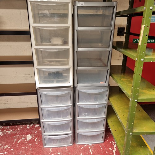 343 - Four sets of plastic storage draws.