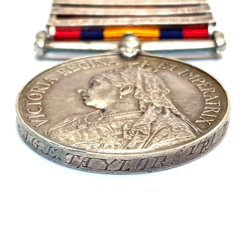 992 - Queens South Africa Medal awarded to 59247 Pte J G E Taylor 1st Royal Dragoons 5 Bars, Transvaal, Or... 