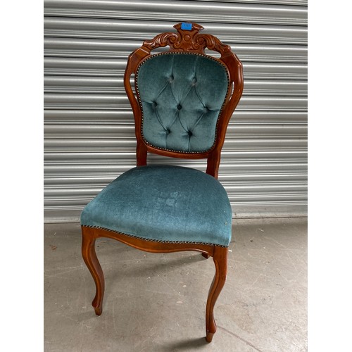 4 - Teal upholstered large parlour  chair.