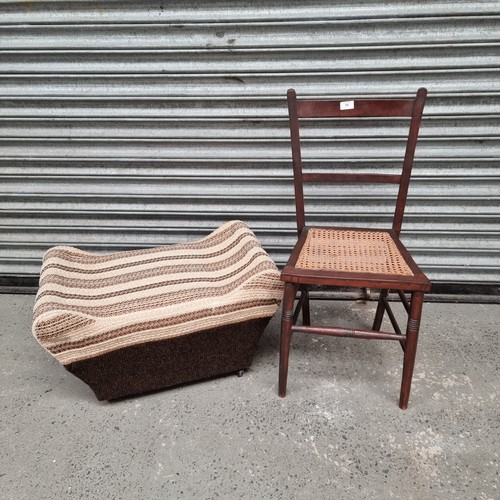 58 - Vintage 1960s stool and a rattan chair.