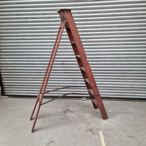 80 - Large wooden vintage step ladders.