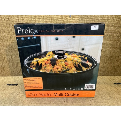 61 - Prolex Electric multi cooker Retail packaged in box.