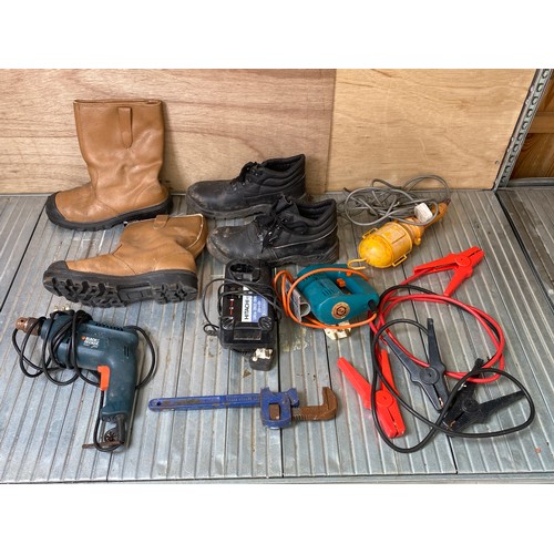 28 - Mixed power tools including Black and Decker drill and jigsaw.