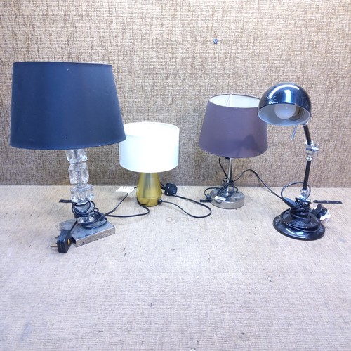 108 - 4 Table lamps including a adjustable reading lamp.