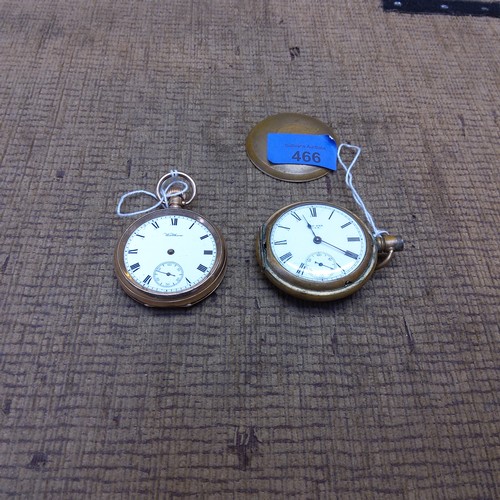 466 - Two brass pocket watches (for spares).