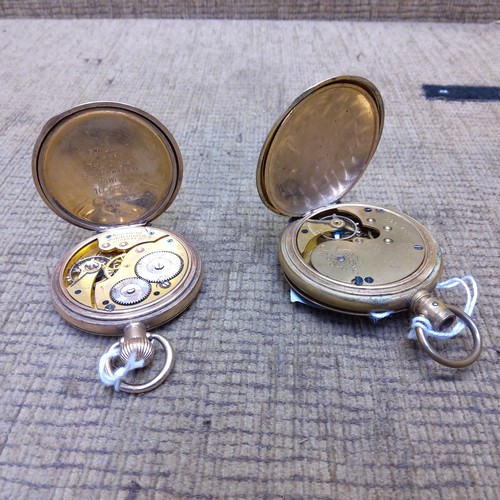 466 - Two brass pocket watches (for spares).