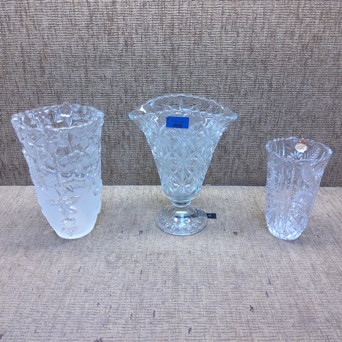 468 - Three cut crystal glass vases.