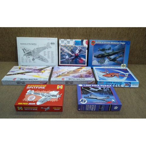 160 - Large quantity of military planes jigsaw puzzles including the Spitfire.