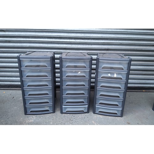 193 - Three sets of six drawer plastic storage units