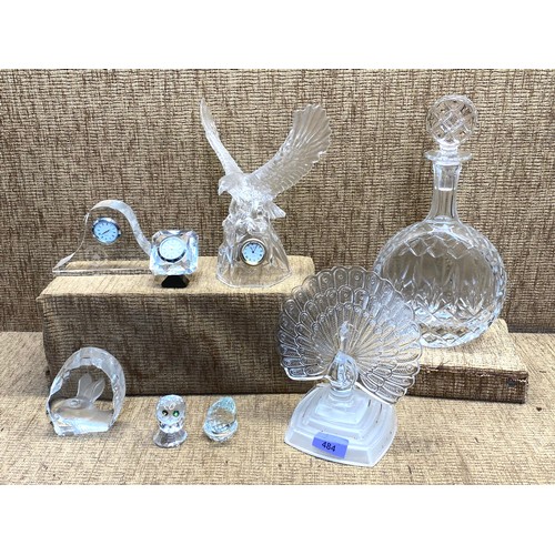 484 - Seven pieces of cut glass including a lead crystal decanter.