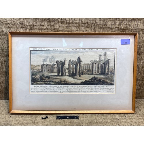 485 - Print of north east view of Neath abbey ( original image created in 1741). 52 x 34 cm.