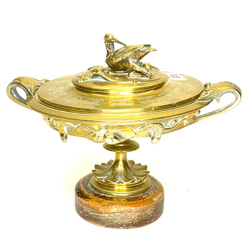 673 - Antique French brass lidded tazia/compote.