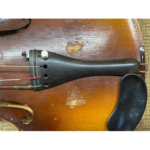 222 - Antique violin labelled 