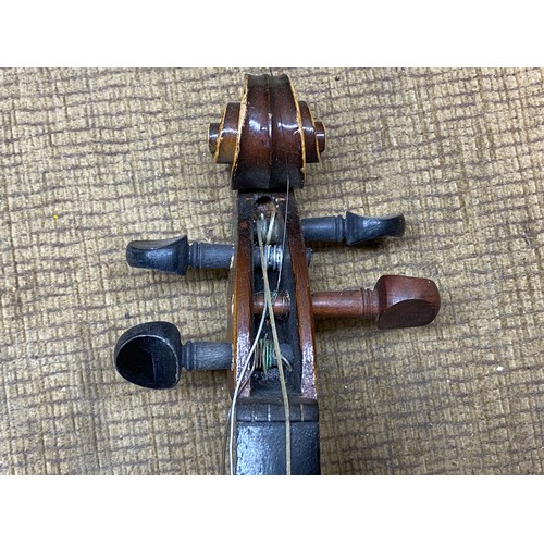 222 - Antique violin labelled 