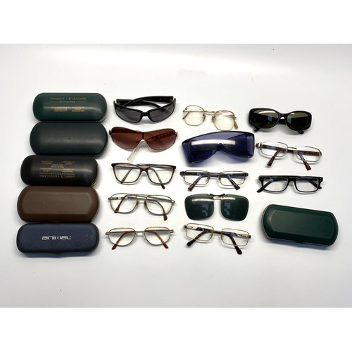 492 - Box of various style of glasses, sunglasses and glasses cases.