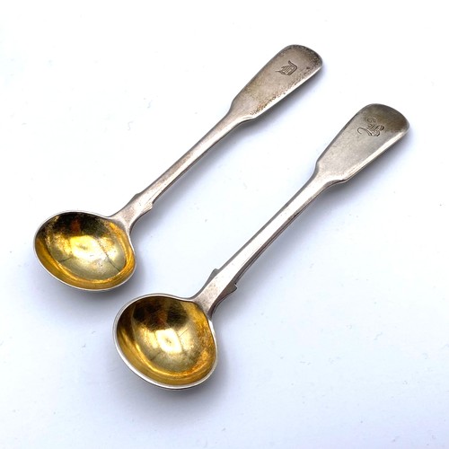 855 - Two silver and gilt salt spoons, John, Henry & Charles Lias dated London 1824 and James Beebe London... 