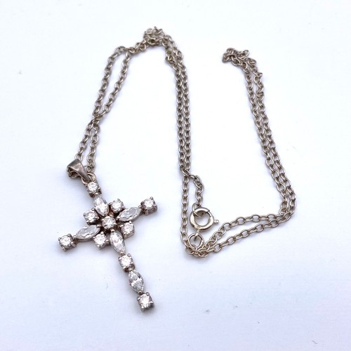 862 - Hand made pretty silver cross and a silver necklace