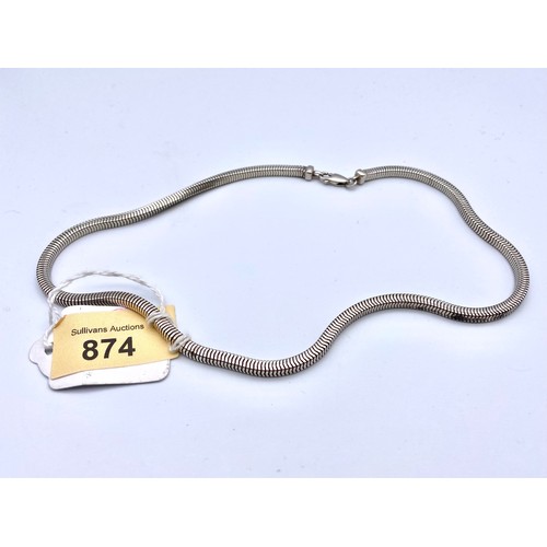 874 - Silver rope necklace. 45cm and 30.6g.