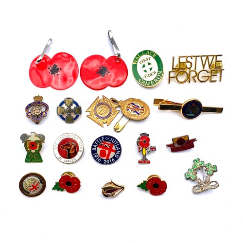 883 - Collection of enamel badges including British legion and buffalo.