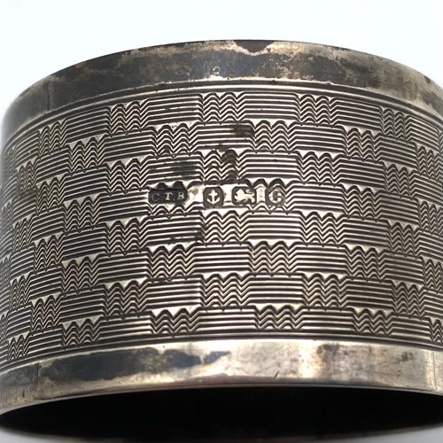 908 - Silver Napkin ring (27.3g) and Silver handled button hook.