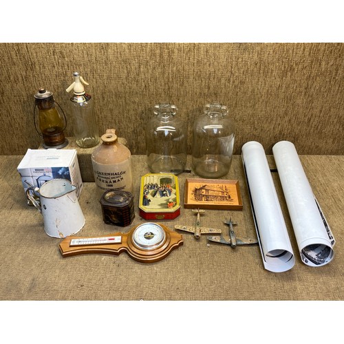 336 - Mixed collectable items including a Schweppes soda bottle and a stoneware Aberaman beer flagon dated... 