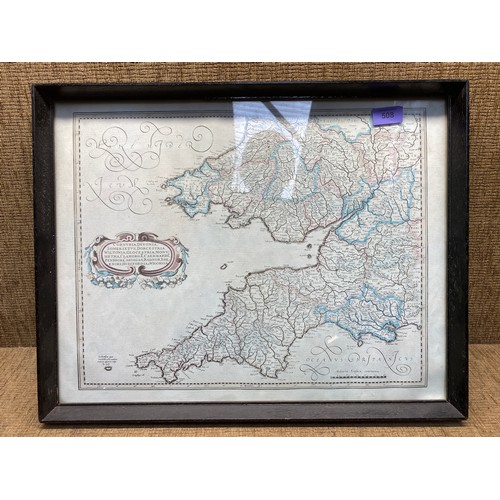 508 - Antique Framed map of Wales.