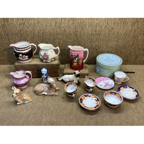 509 - Collectable ceramics including Victorian Majolica jug's, a part Royal Albert Heirloom tea set Szelge... 