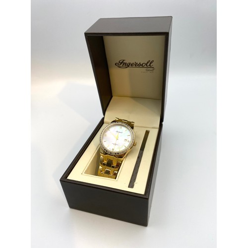 511 - Boxed Ingersoll Gems men's watch with a , mother of pearl face , diamonds around the bezel and Swiss... 