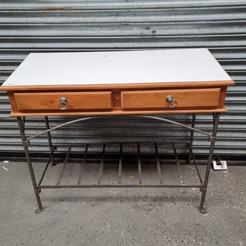 348 - Wrought iron and Pine dressing table.