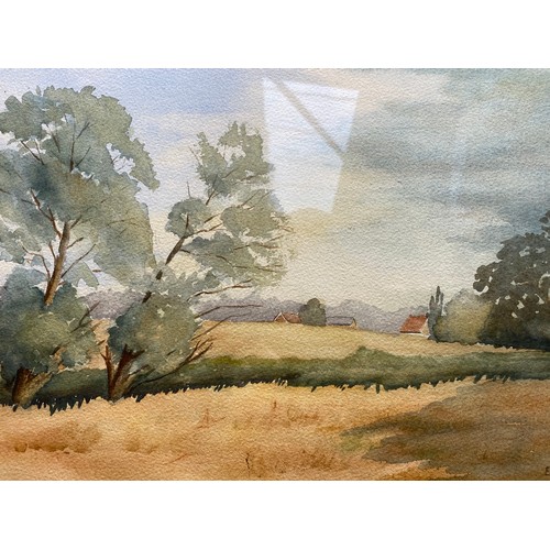 520 - Water colour countryside painting signed E U S.