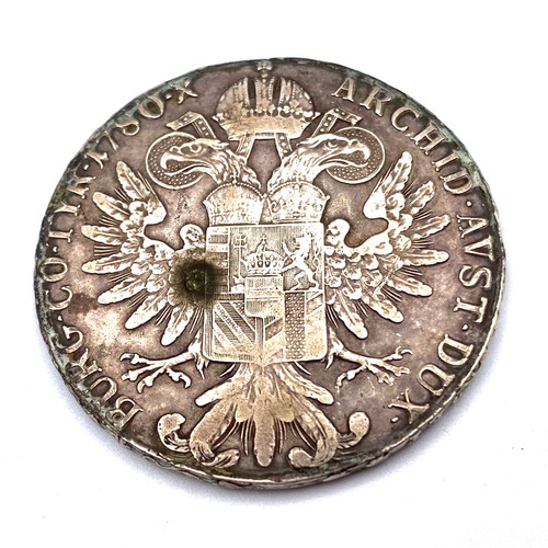914 - Three 1780 M Theresia D.G. Austrian Silver Coins, mounted at the base and used as an ashtray, tested... 
