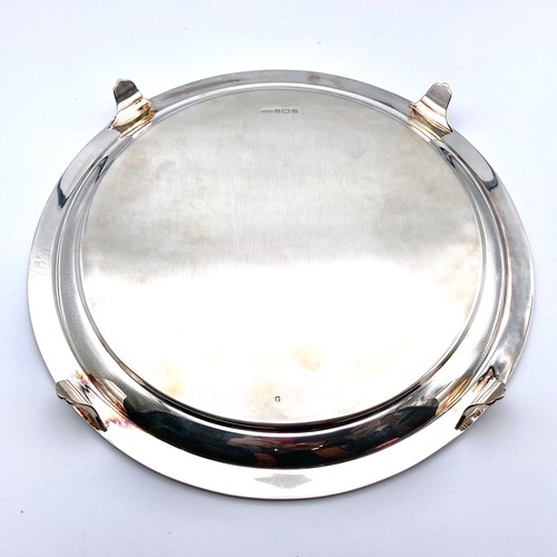 946 - Solid silver serving tray hallmarked Sheffield by Martin & Co of Cheltenham 650 grams.