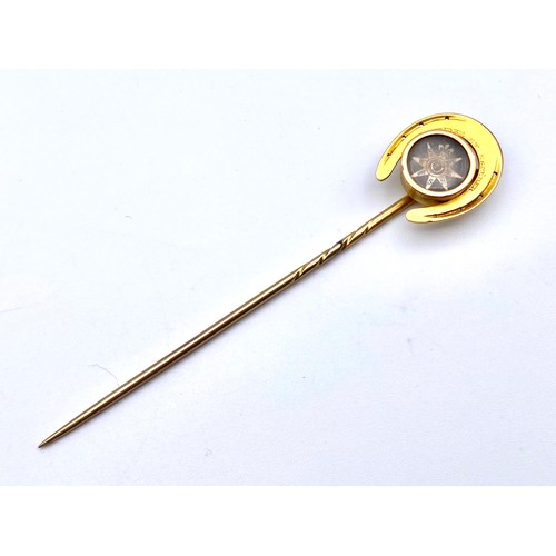 953 - Stunning well made yellow metal cravat pin. Engraved and Dated Jan 4th 1867 Chickie (Early in the hi... 