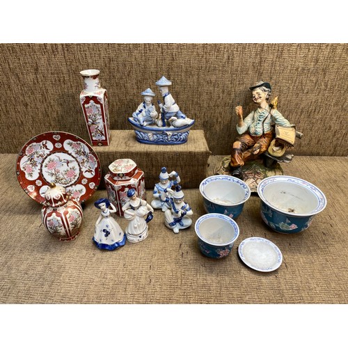 21 - Collectable ceramics including Chinese plates, figures, vases and a Capodimonte figure of a old man ... 