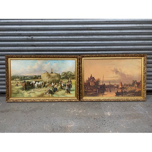 71 - Two large prints in gold gilt frames. 113 x 73 and 102 x 73 cm.