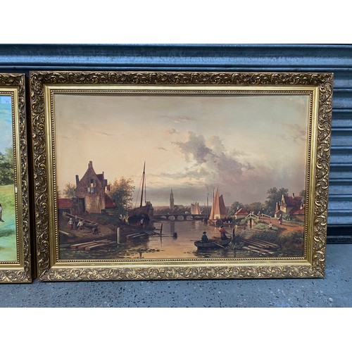 71 - Two large prints in gold gilt frames. 113 x 73 and 102 x 73 cm.