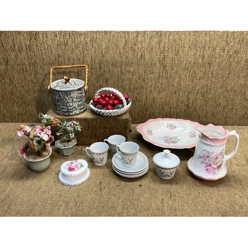 83 - Collectable ceramics including Staffordshire old foley wash jug and bowl & ornamental basket of cher... 